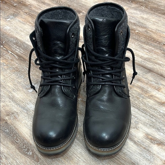 Bulle Black Boots Leather Wool Men's Size 10 EU 43 Lace Up - Picture 2 of 14